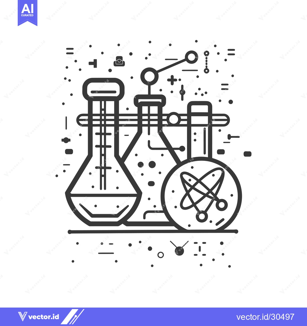 Premium Vector dari Chemistry Lab Equipment with Atom Illustration