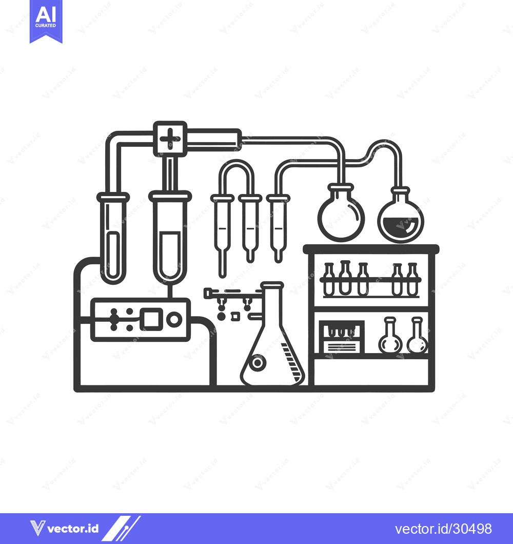 Premium Vector dari Chemistry Lab Equipment with Beaker, Flasks, and Tubes