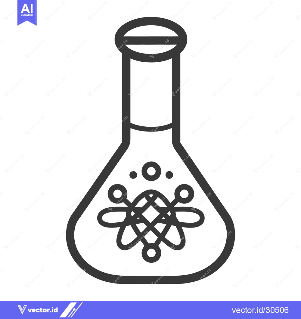 Premium Vector of A black outline illustration of a laboratory flask containing molecule