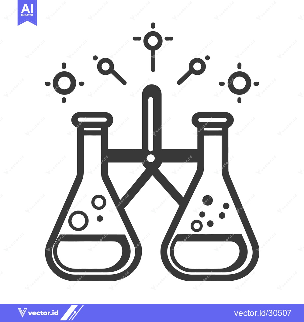 Premium Vector dari Two Erlenmeyer flasks within a science laboratory illustration