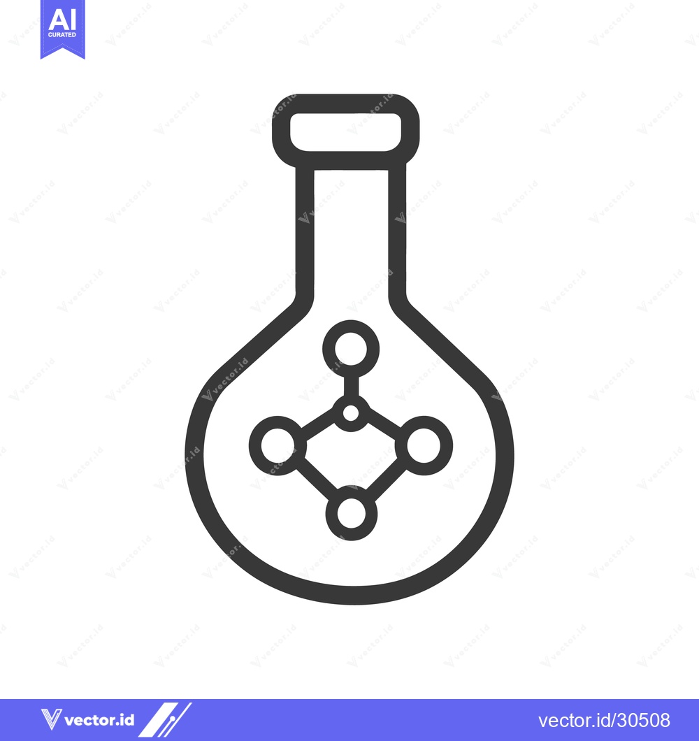 Premium Vector of Simple illustration showing a laboratory flask with molecular structur