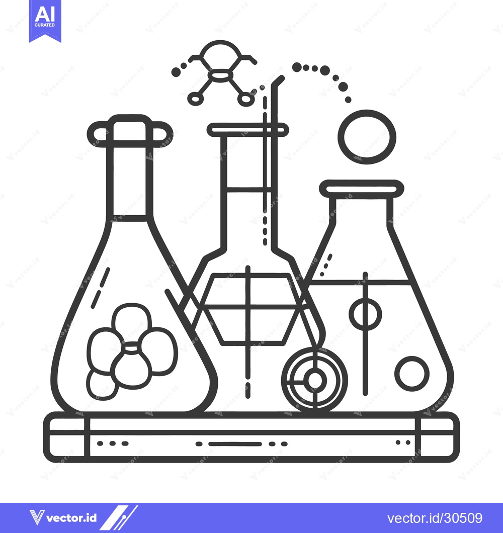 Premium Vector dari Laboratory glassware depicting scientific research and chemical reacti