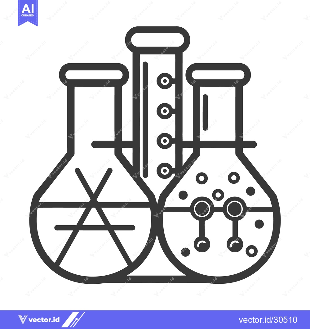 Premium Vector dari An illustration shows three different laboratory flasks in line