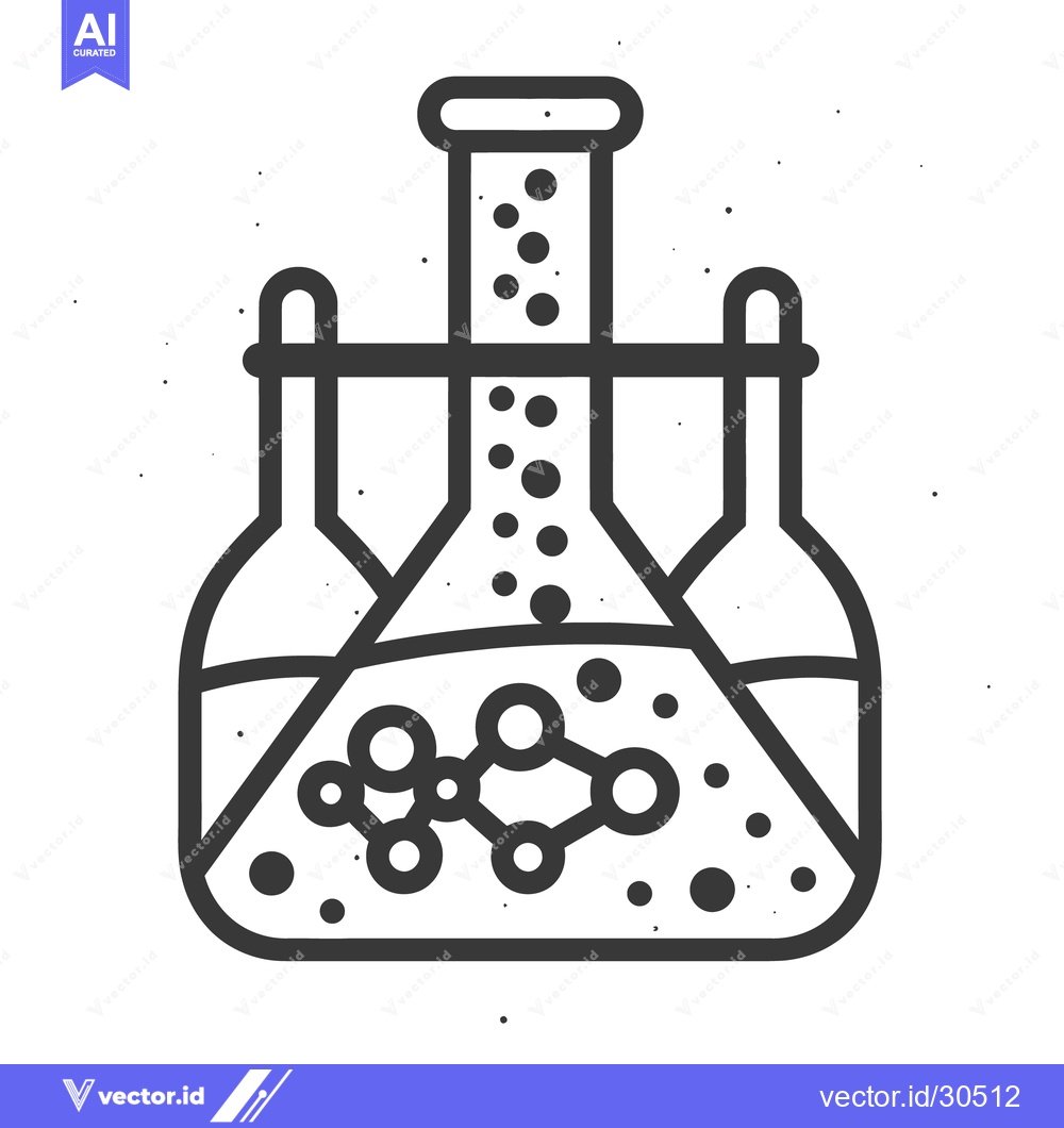 Premium Vector of Illustration depicts lab glassware with chemical compounds inside it