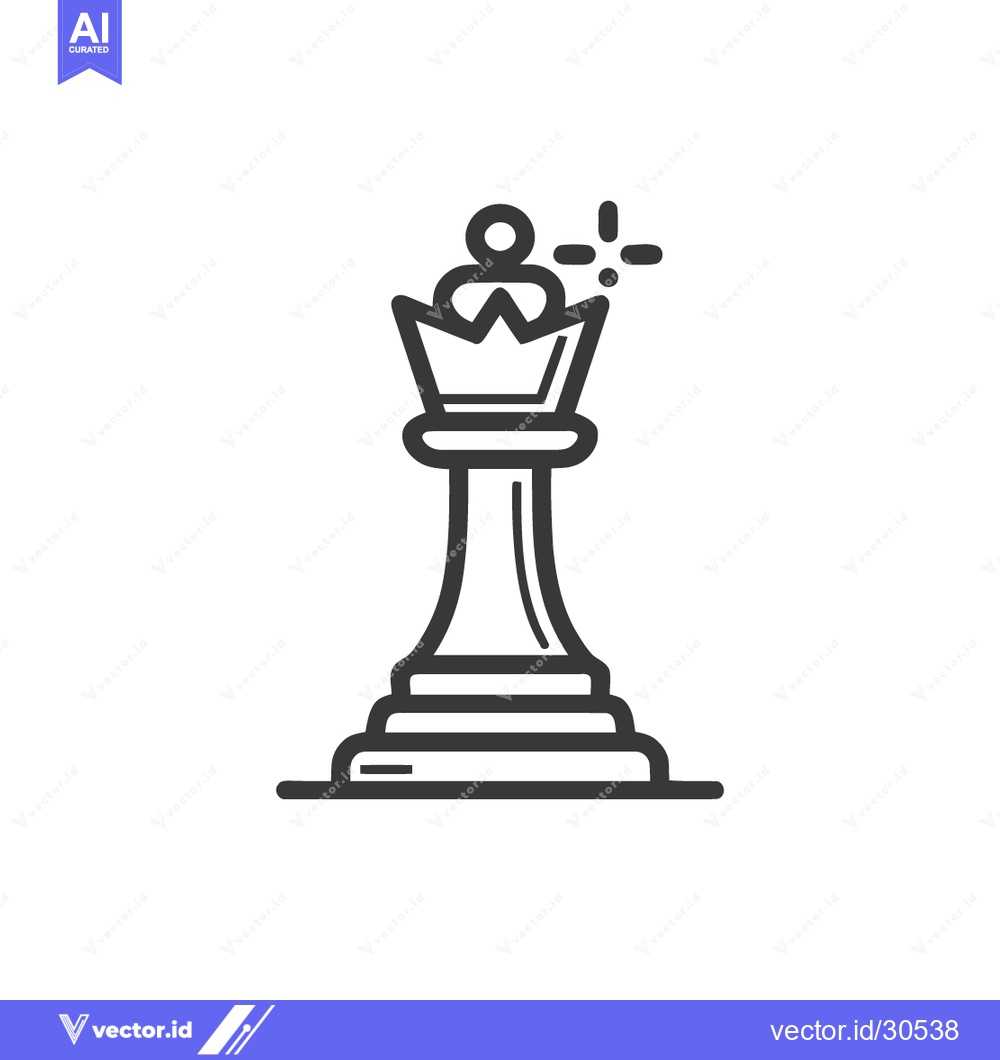 Premium Vector dari Elegant Chess Queen Icon with Crown and Sparkles, Minimalist Design