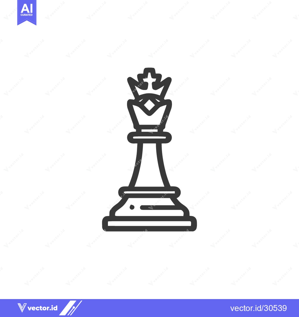 Premium Vector of Minimalist King Chess Piece Line Art on White Background