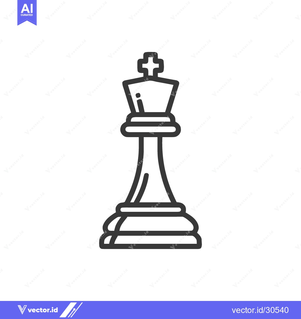 Premium Vector dari Minimalist King Chess Piece Icon with Bold Outline on White Background