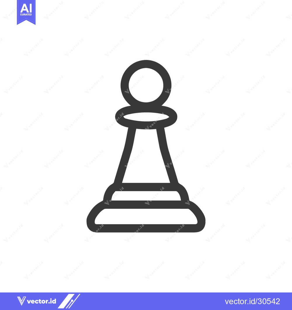 Premium Vector of Minimalist Pawn Icon: Strategic Game Piece in Bold Outline Style