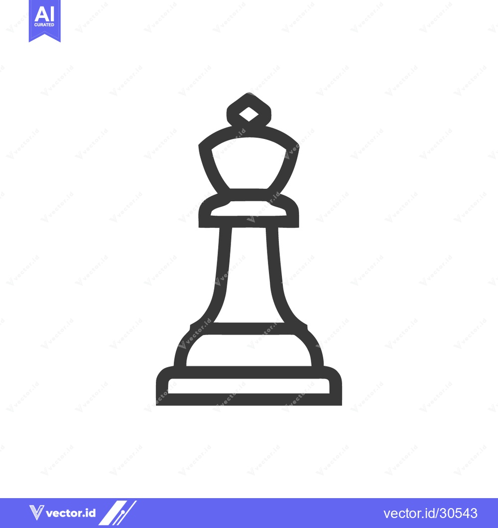 Premium Vector of Minimalist Chess Queen Icon: Strategic Game Piece in Bold Outline