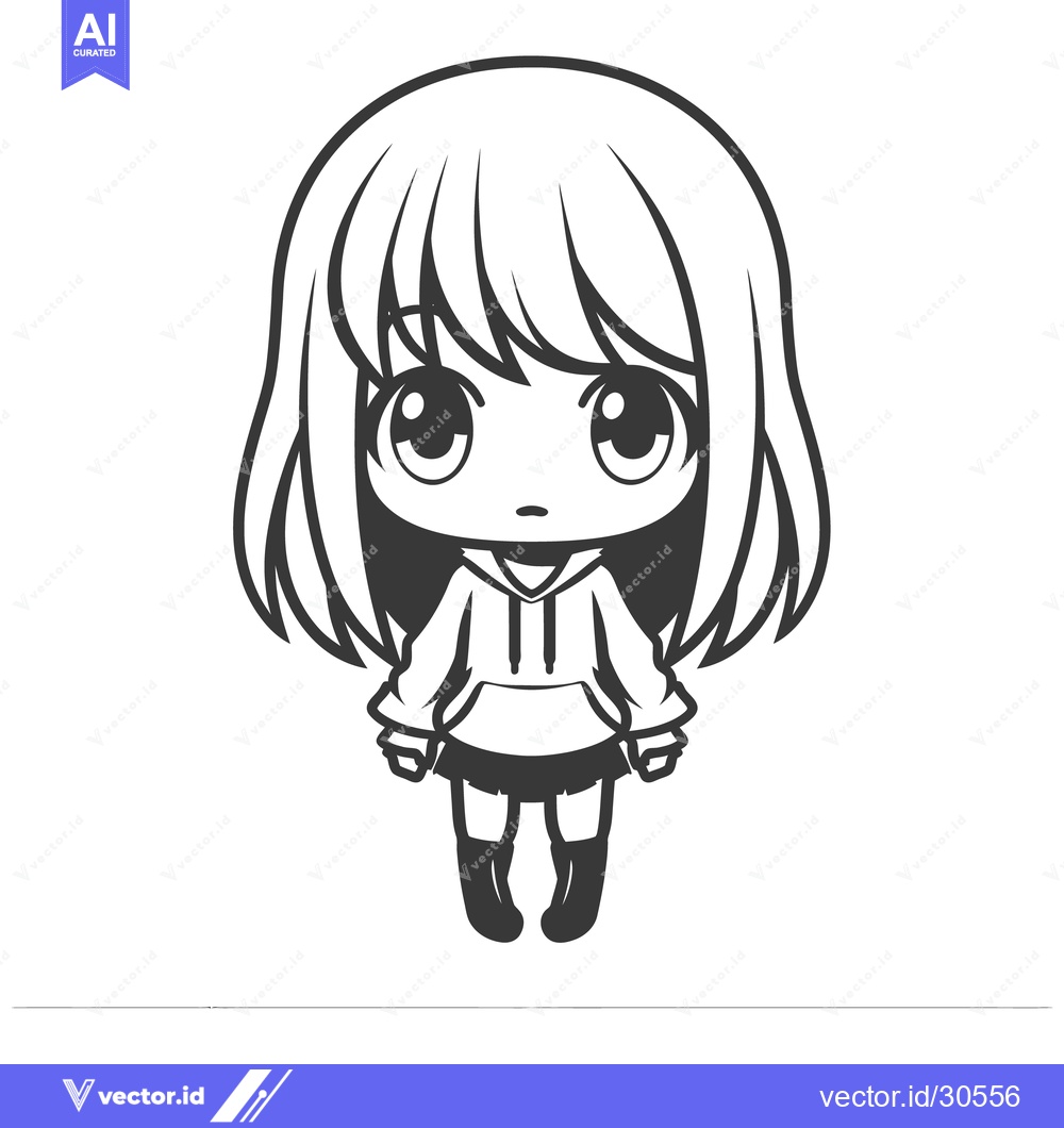 Premium Vector dari Adorable animated girl character with large eyes and cute appearance