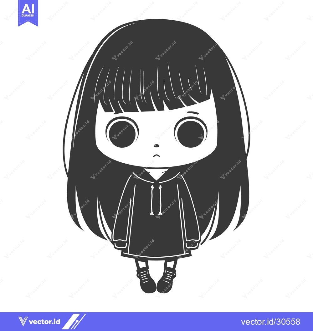 Premium Vector of A stylized illustration of a young person wearing a hoodie