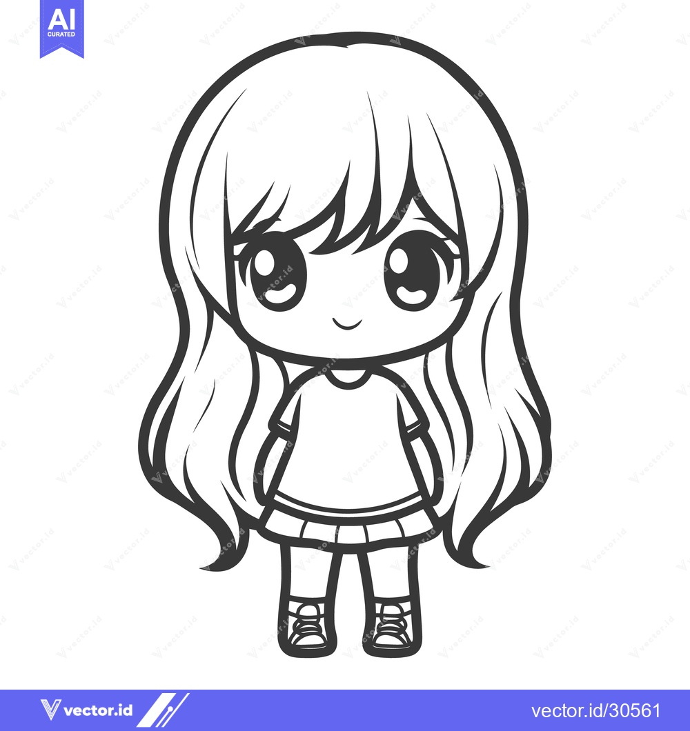 Premium Vector of A simple cute cartoon illustration of a little girl standing
