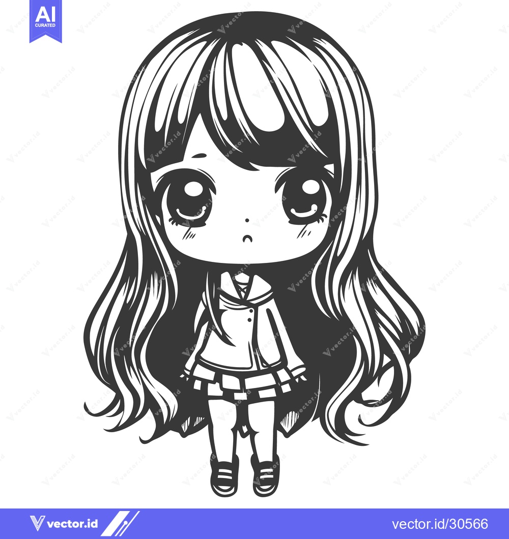 Premium Vector of An adorable anime style character illustration of a young girl
