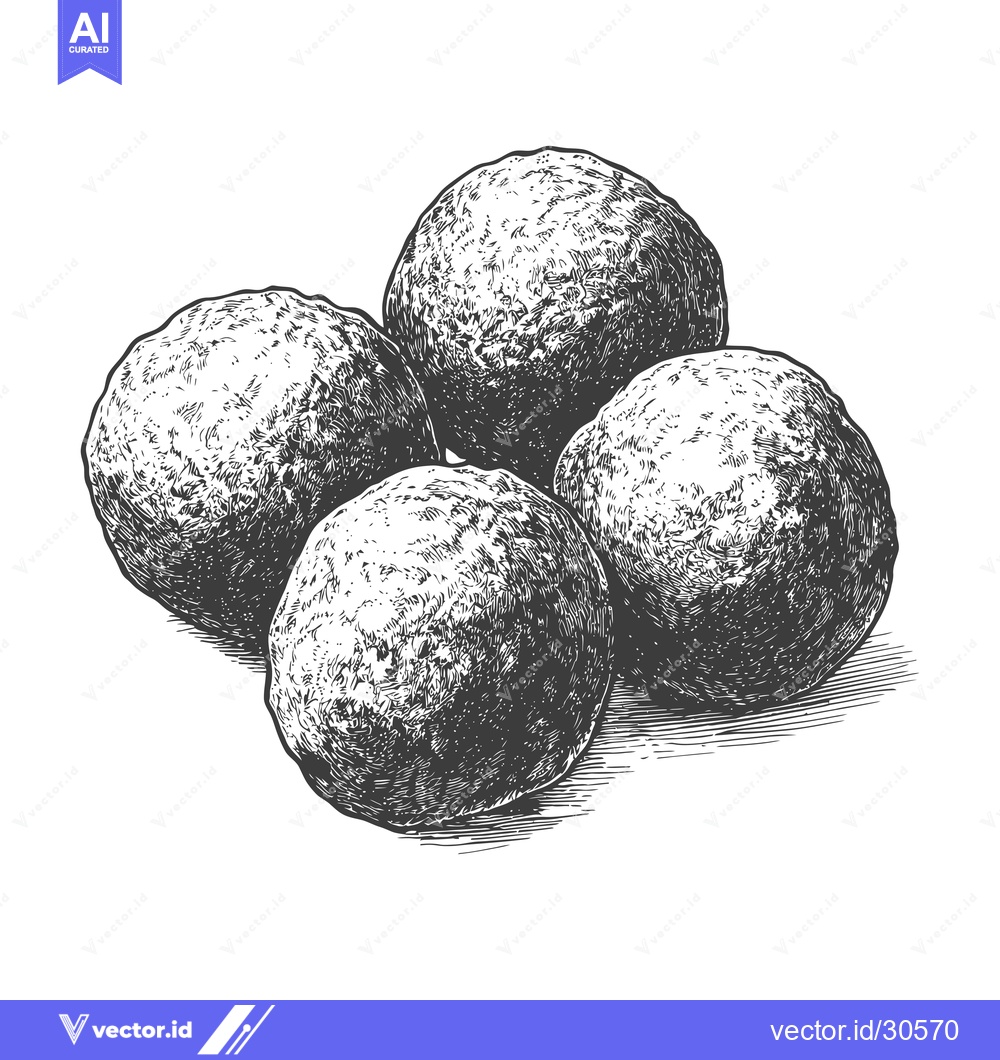 Premium Vector dari Four Round Chocolate Truffles Close Up Illustration