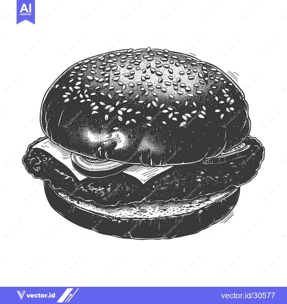 Premium Vector of Delicious Sesame Seed Burger Illustration