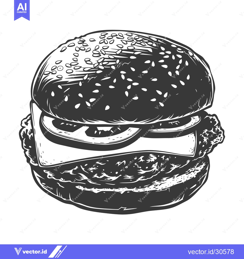 Premium Vector dari Delicious Sesame Seed Burger With Cheese And Tomato