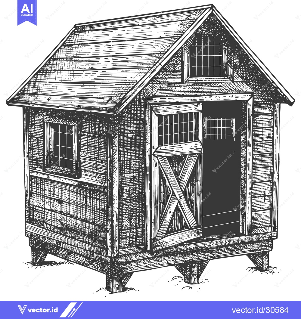 Premium Vector dari A Rustic Wooden Chicken Coop Design Illustration