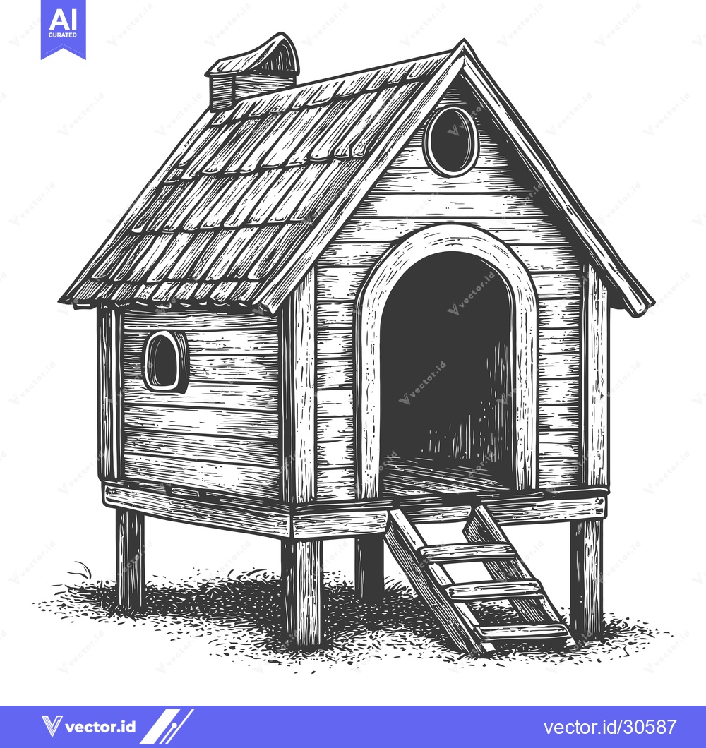 Premium Vector dari A Rustic Wooden Chicken Coop Design Illustration