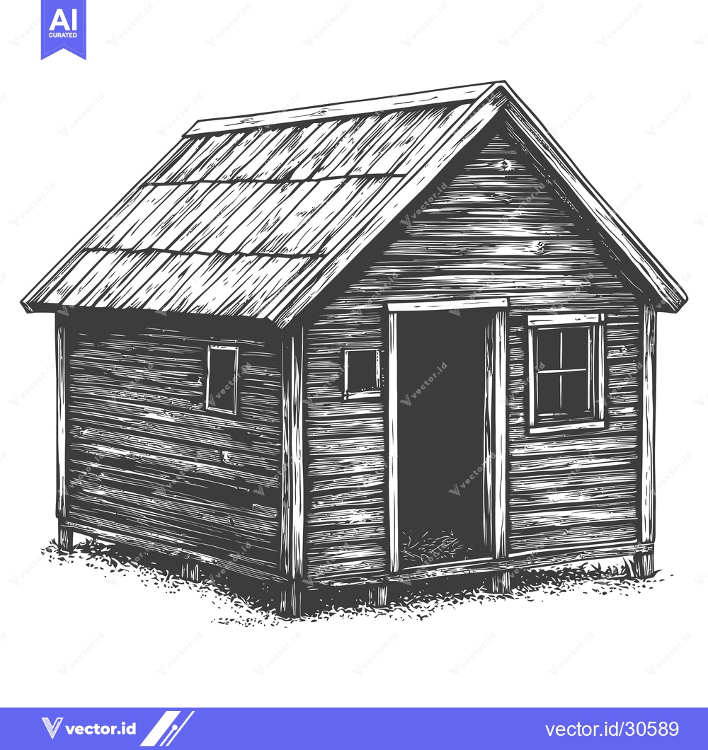 Premium Vector dari Rustic Wooden Cabin Simple Country Structure