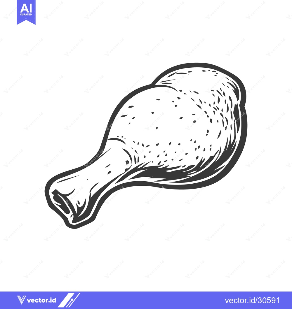 Premium Vector of A black and white drawing of a chicken drumstick