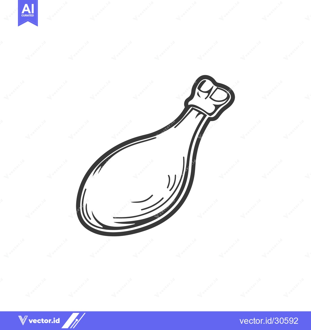 Premium Vector of A stylized black and white illustration of a cooked chicken drumstick