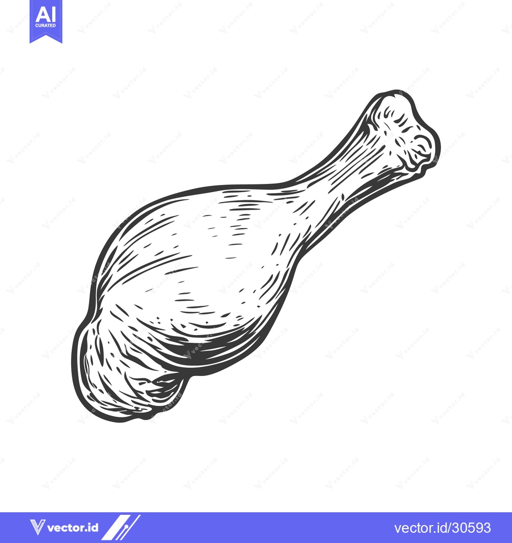 Premium Vector of A monochromatic detailed artistic illustration of a cooked poultry dru