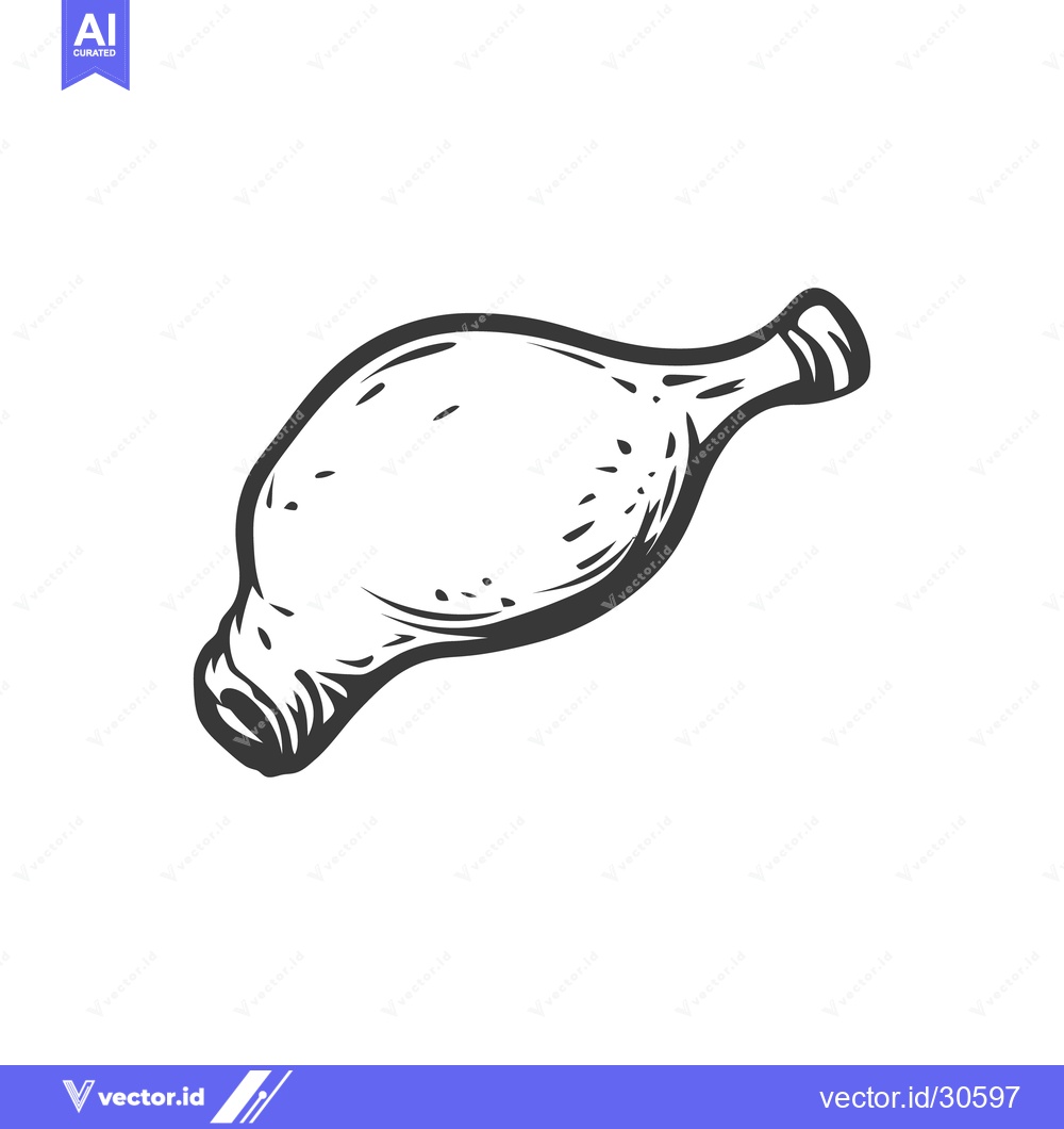 Premium Vector dari A drawn illustration of a single chicken leg on white background