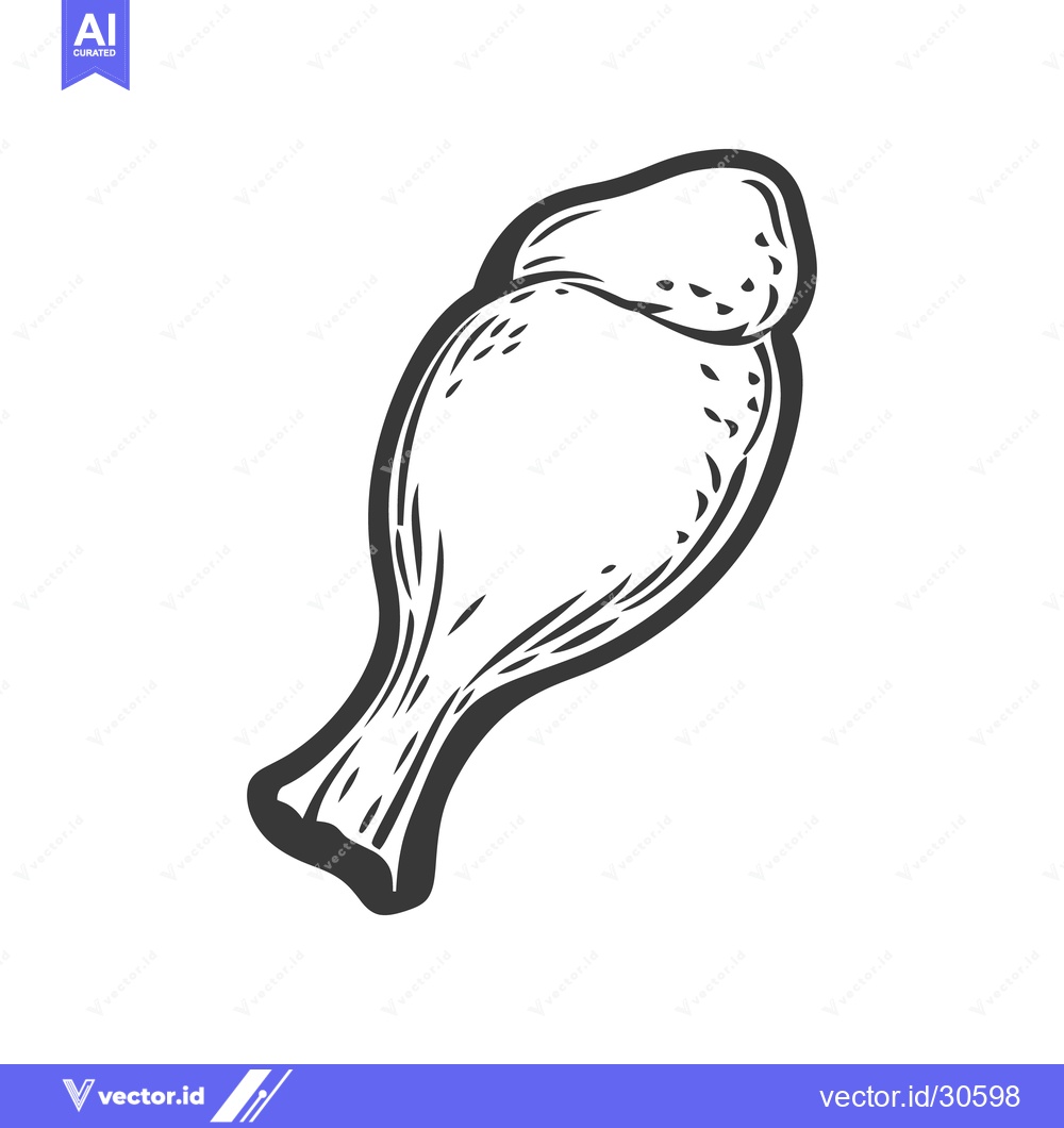 Premium Vector of Detailed black and white drawing of a chicken drumstick