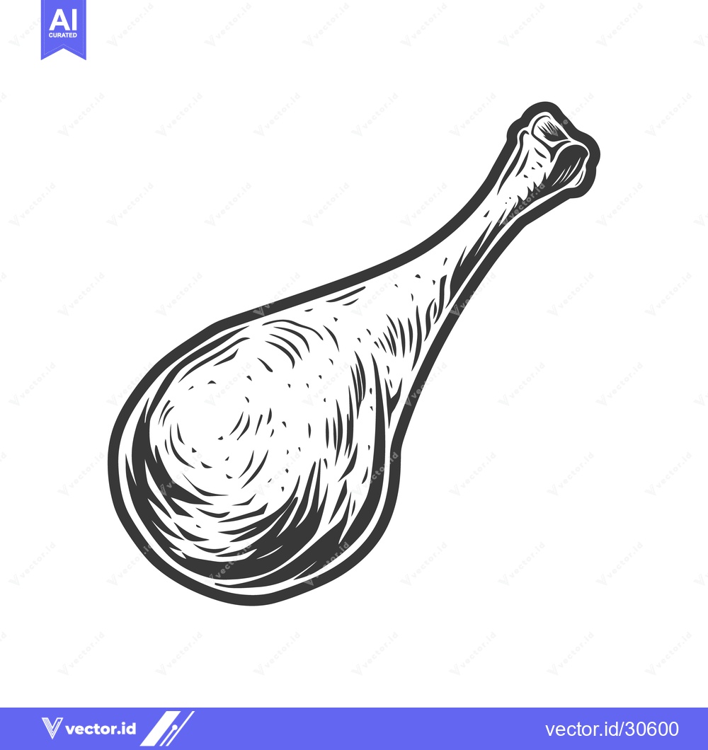 Premium Vector dari An isolated monochrome illustration depicts a drumstick on a white bac