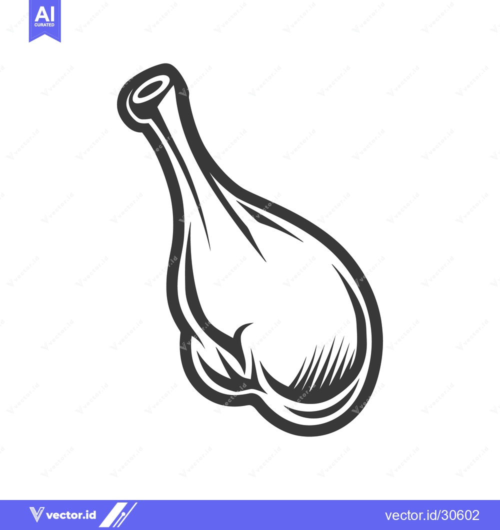 Premium Vector dari A simple black and white illustration depicts a chicken drumstick