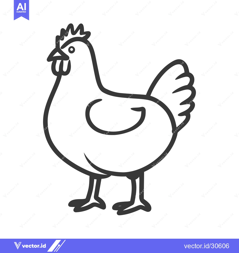 Premium Vector dari A simplistic line art illustration depicting a standing chicken