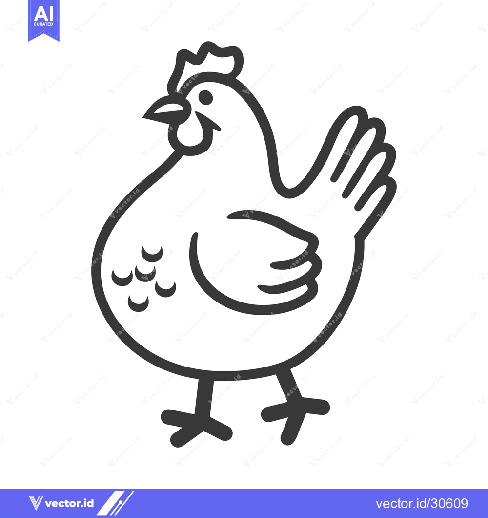 Premium Vector of An illustrated image of a cheerful chicken is standing upright