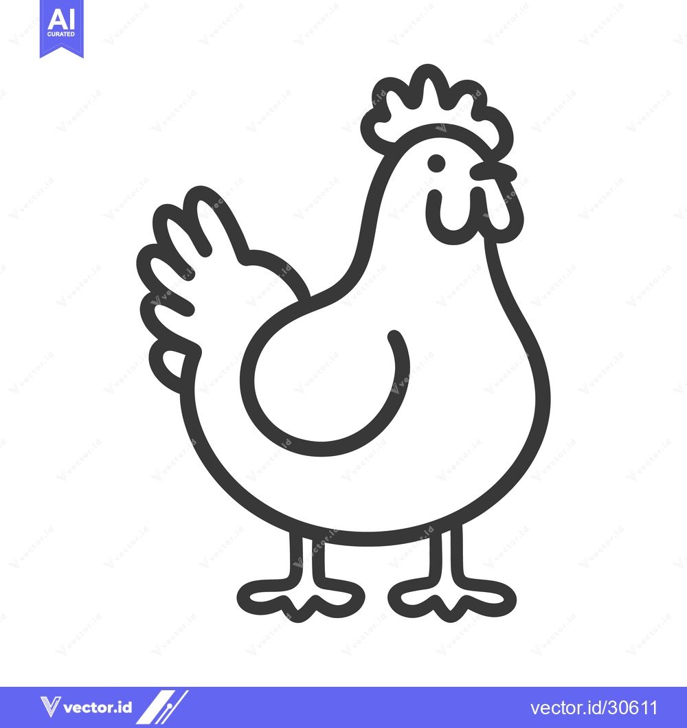 Premium Vector of A simple illustration depicting a chicken animal in black and white