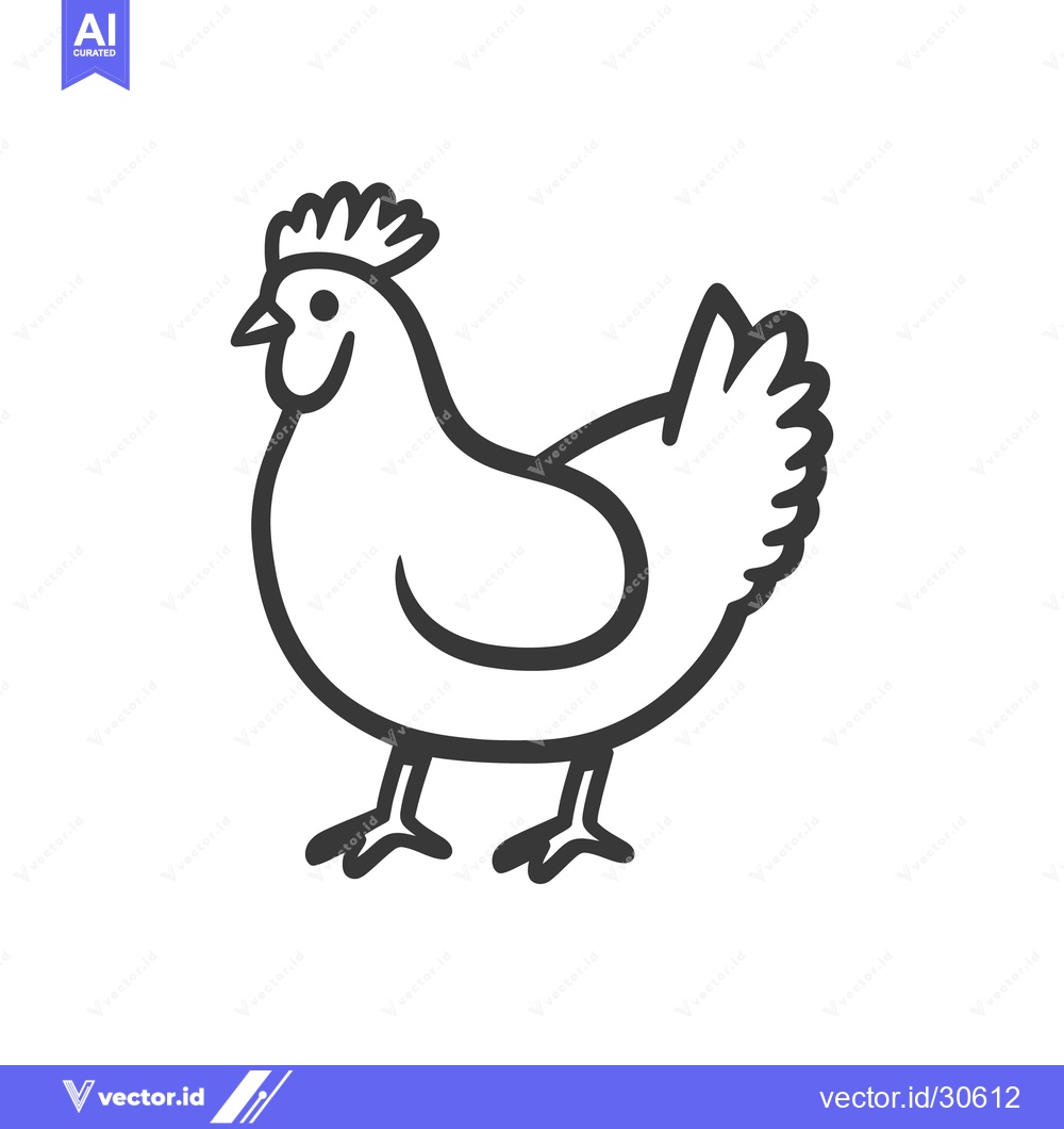Premium Vector dari A simple line drawing of a standing farm chicken