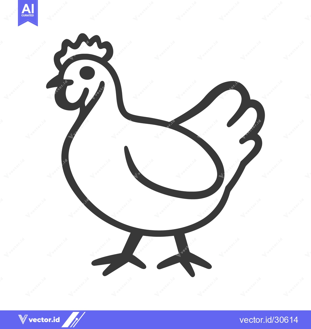 Premium Vector dari A simple line drawing illustration of a chicken standing proudly