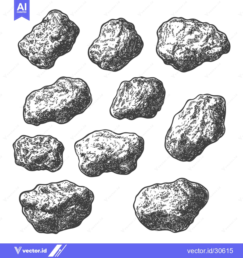 Premium Vector of A Collection Of Hand Drawn Irregular Rocks