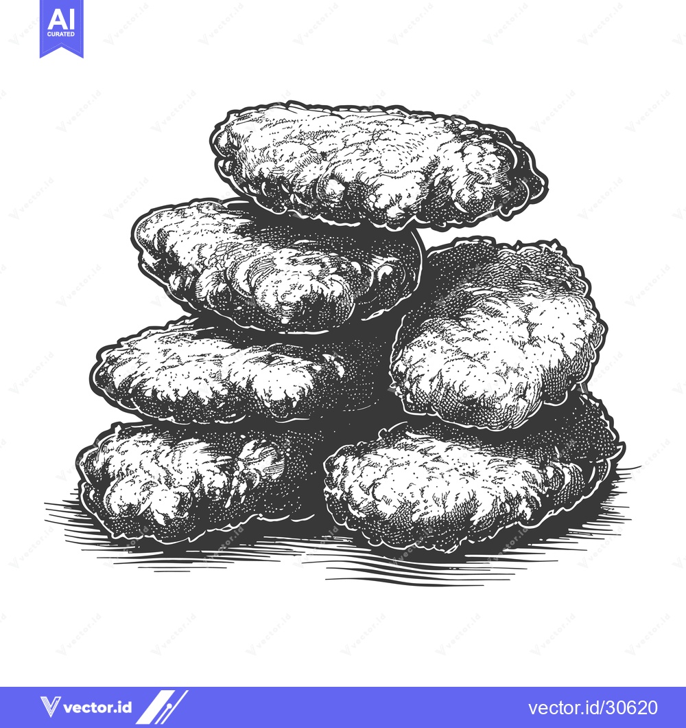 Premium Vector of A Stack of Crispy Fried Chicken Nuggets