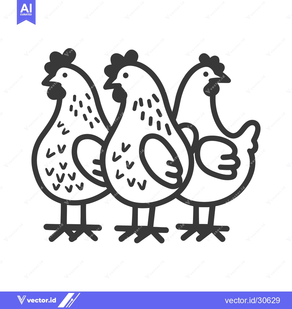 Premium Vector dari Three stylized chickens depicted together in a minimalist illustration