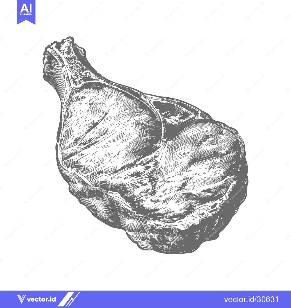 Premium Vector dari Detailed illustration of a prime rib steak cut