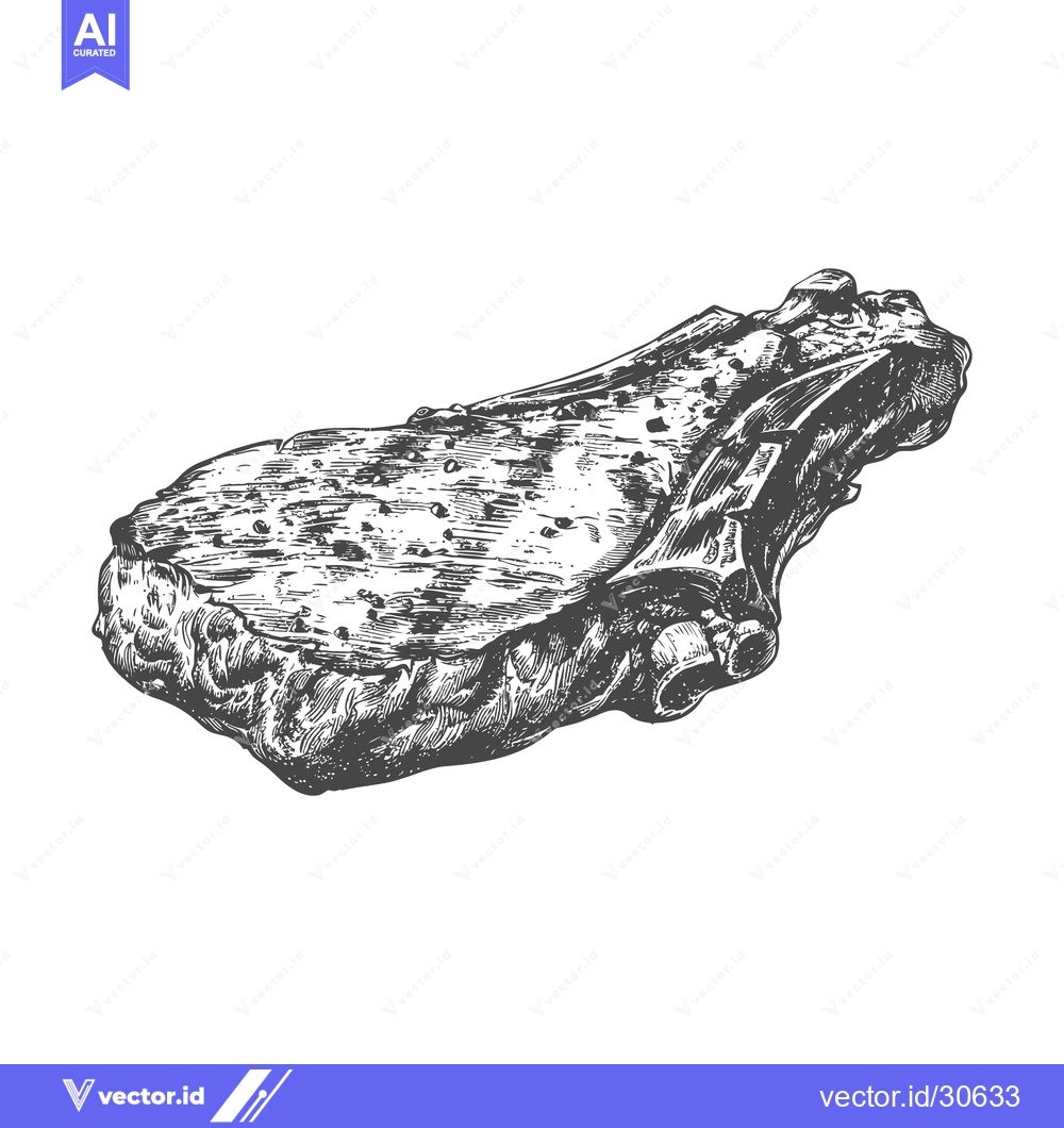 Premium Vector dari Hand Drawn Illustration Of A Grilled Ribeye Steak