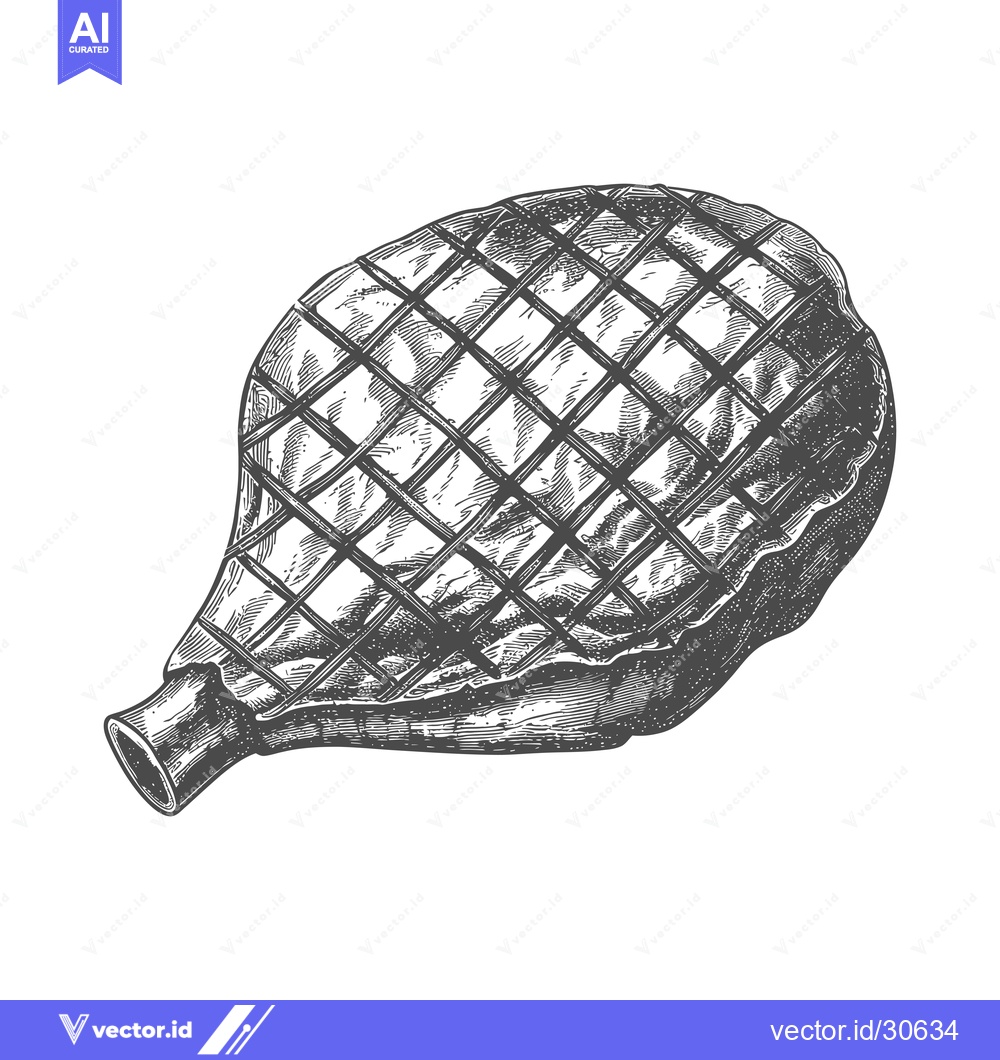 Premium Vector of Roasted Ham Shank Grid Pattern Delicious Food