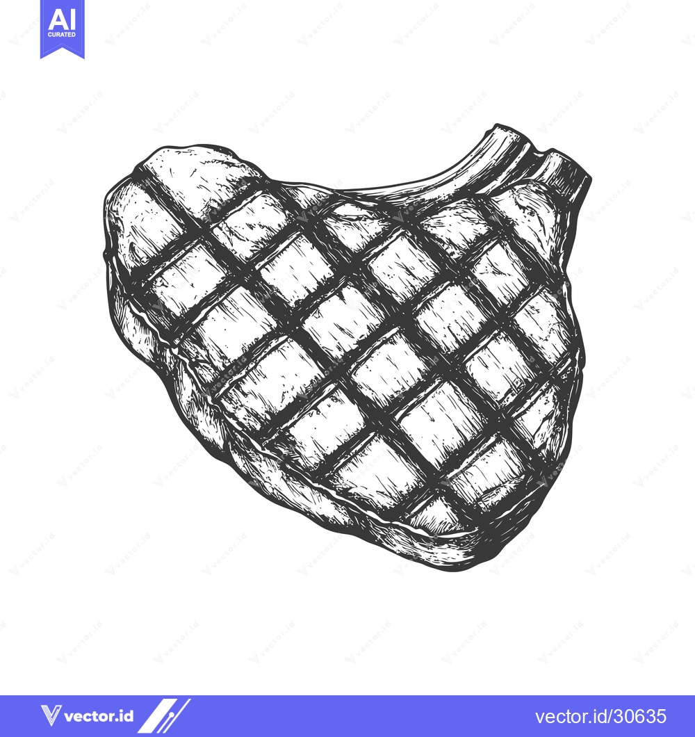 Premium Vector of Grilled Steak Heart Shaped Cut Of Meat