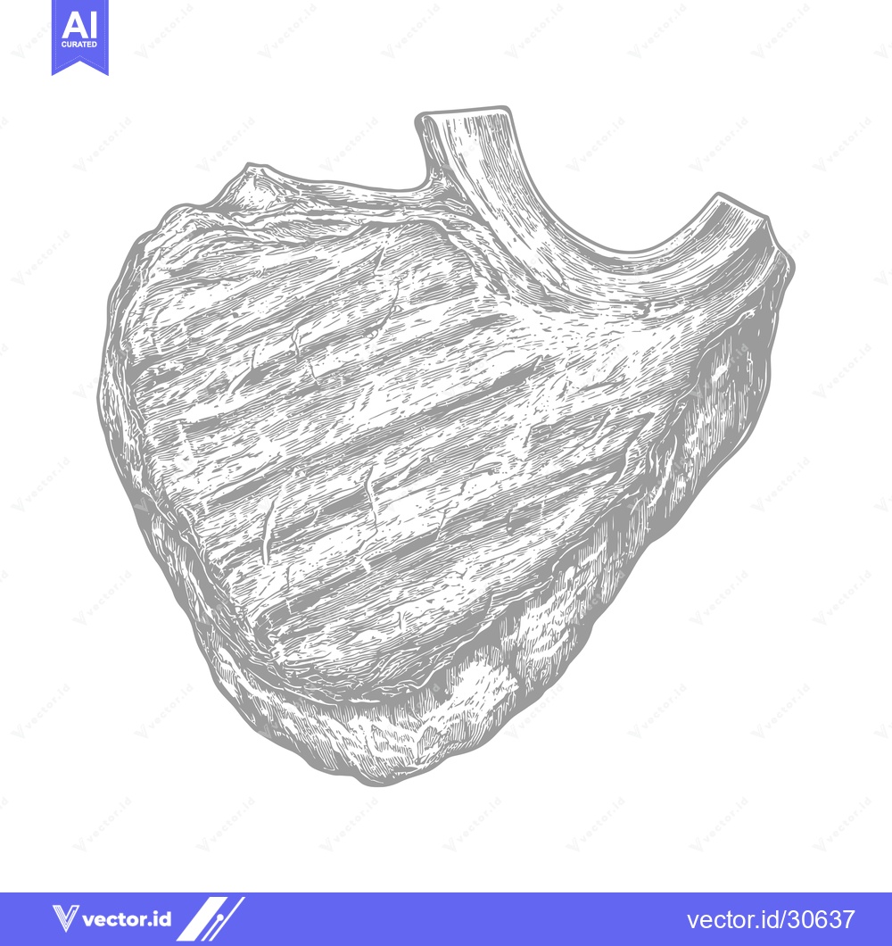 Premium Vector dari Grilled Ribeye Steak Bone In Detailed Illustration