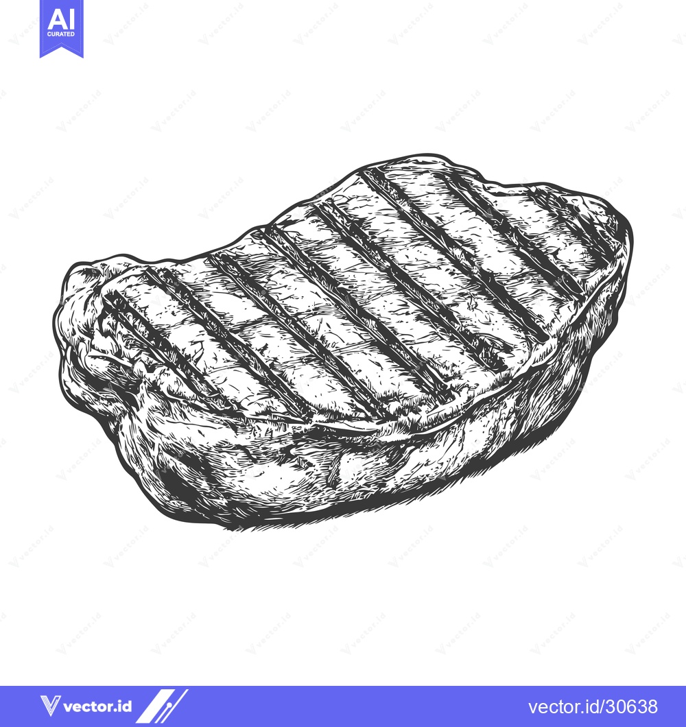 Premium Vector dari Grilled Steak Hand Drawn Illustration