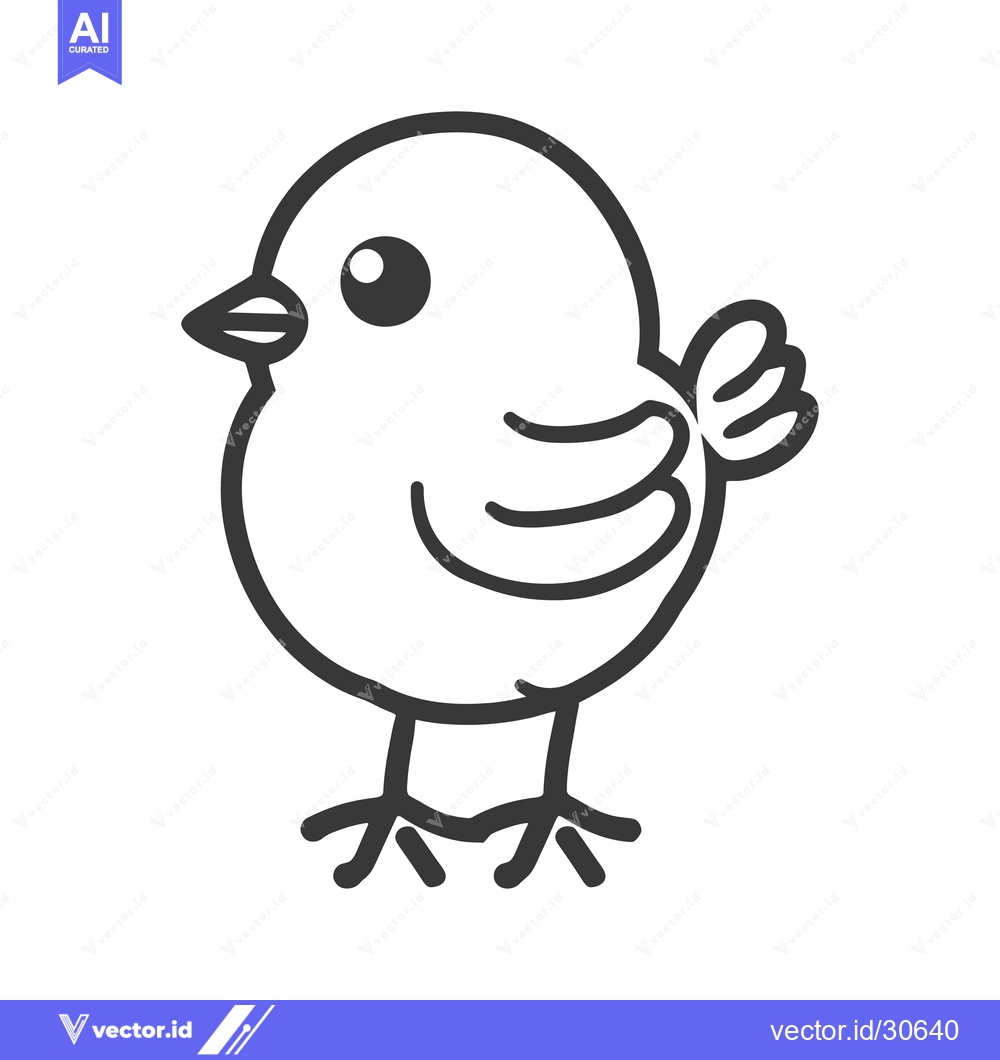 Premium Vector dari A simple line drawing of a small happy cartoon bird