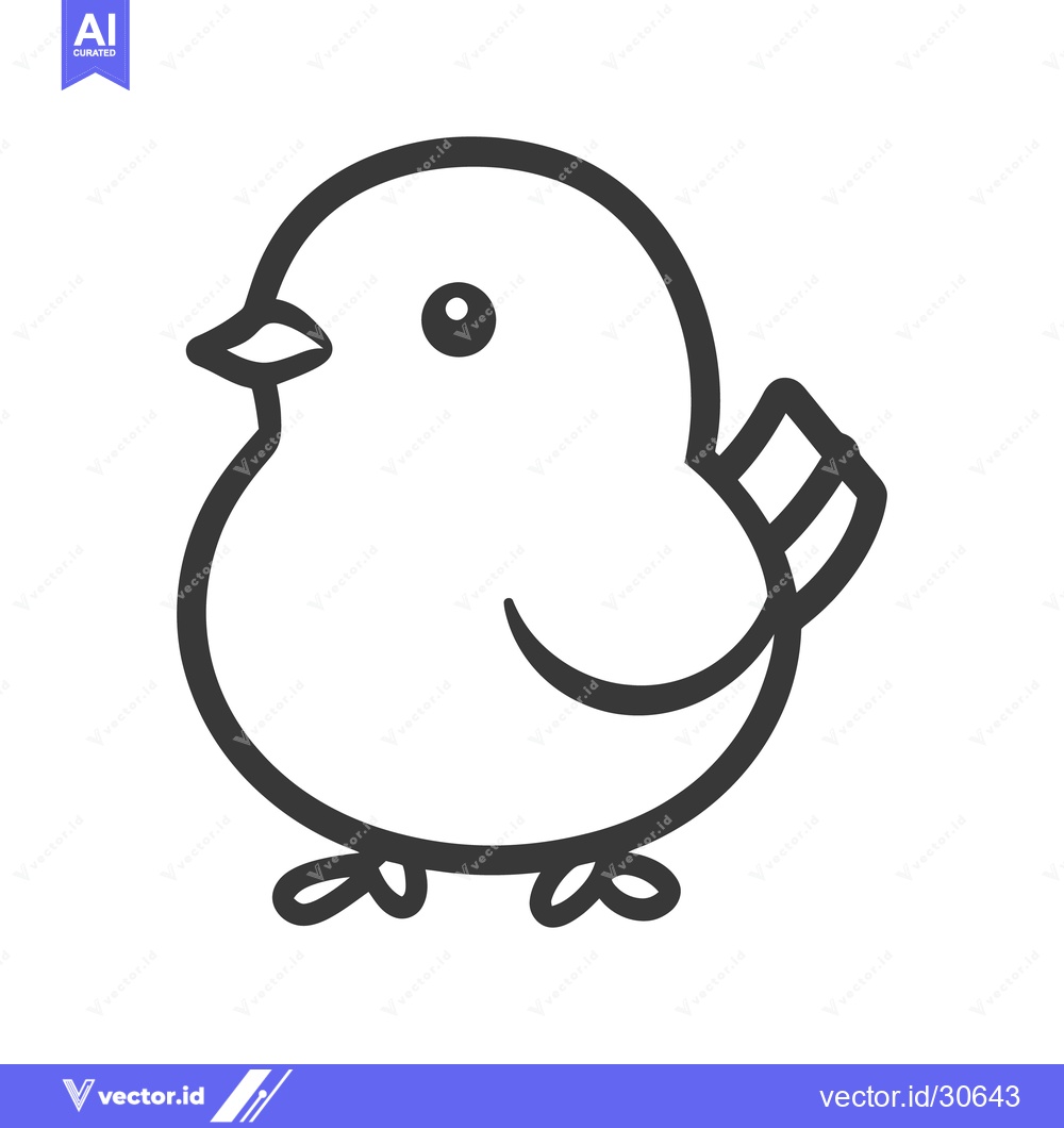 Premium Vector dari A simple black and white cartoon illustration of a small bird