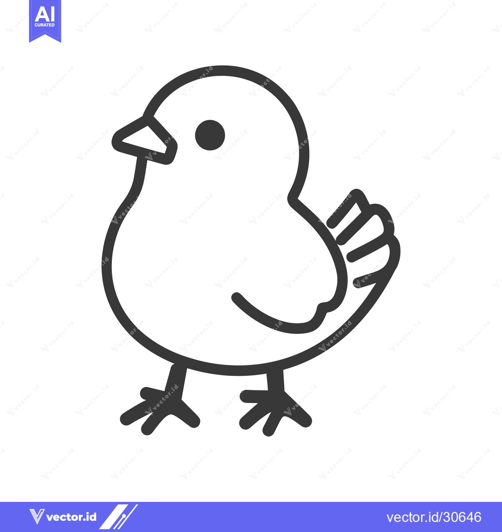 Premium Vector dari An adorable line drawing of a small stylized bird