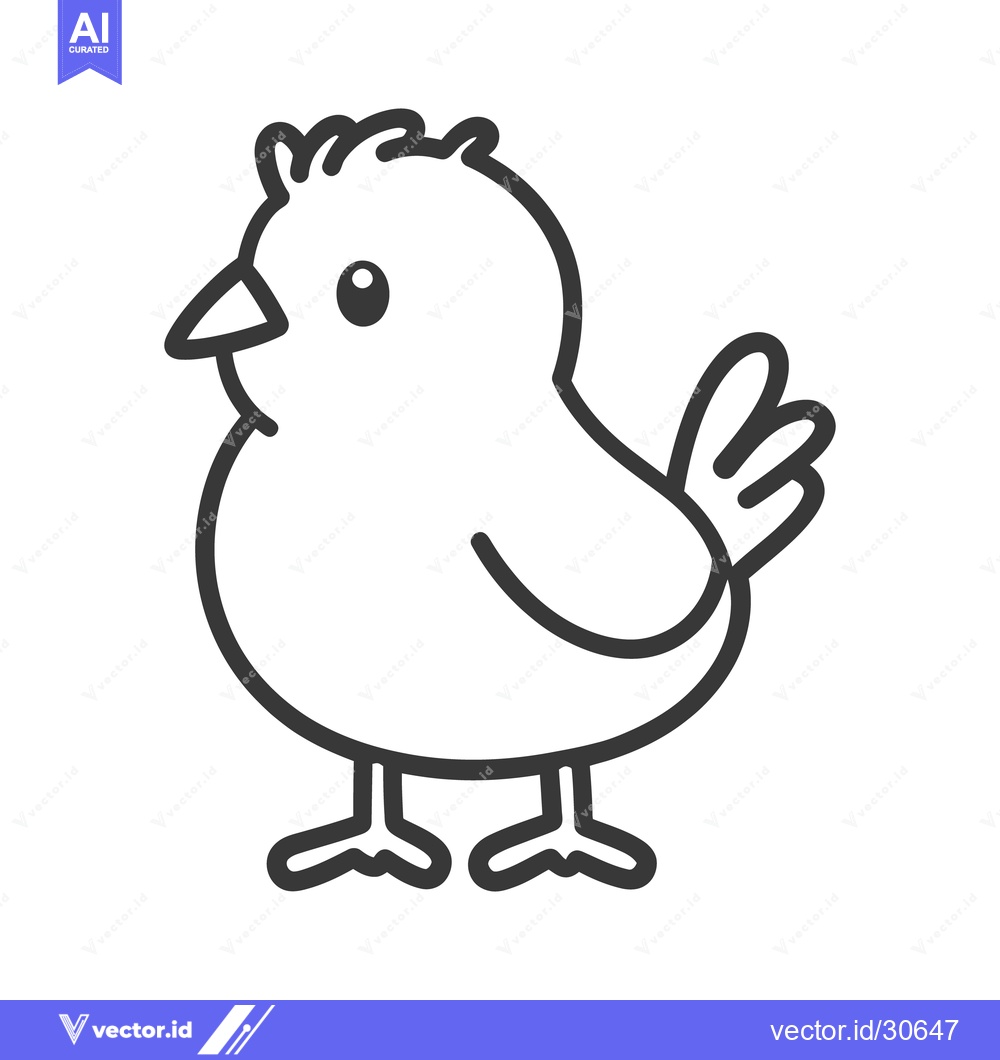 Premium Vector of A simple outline illustration of a small standing bird
