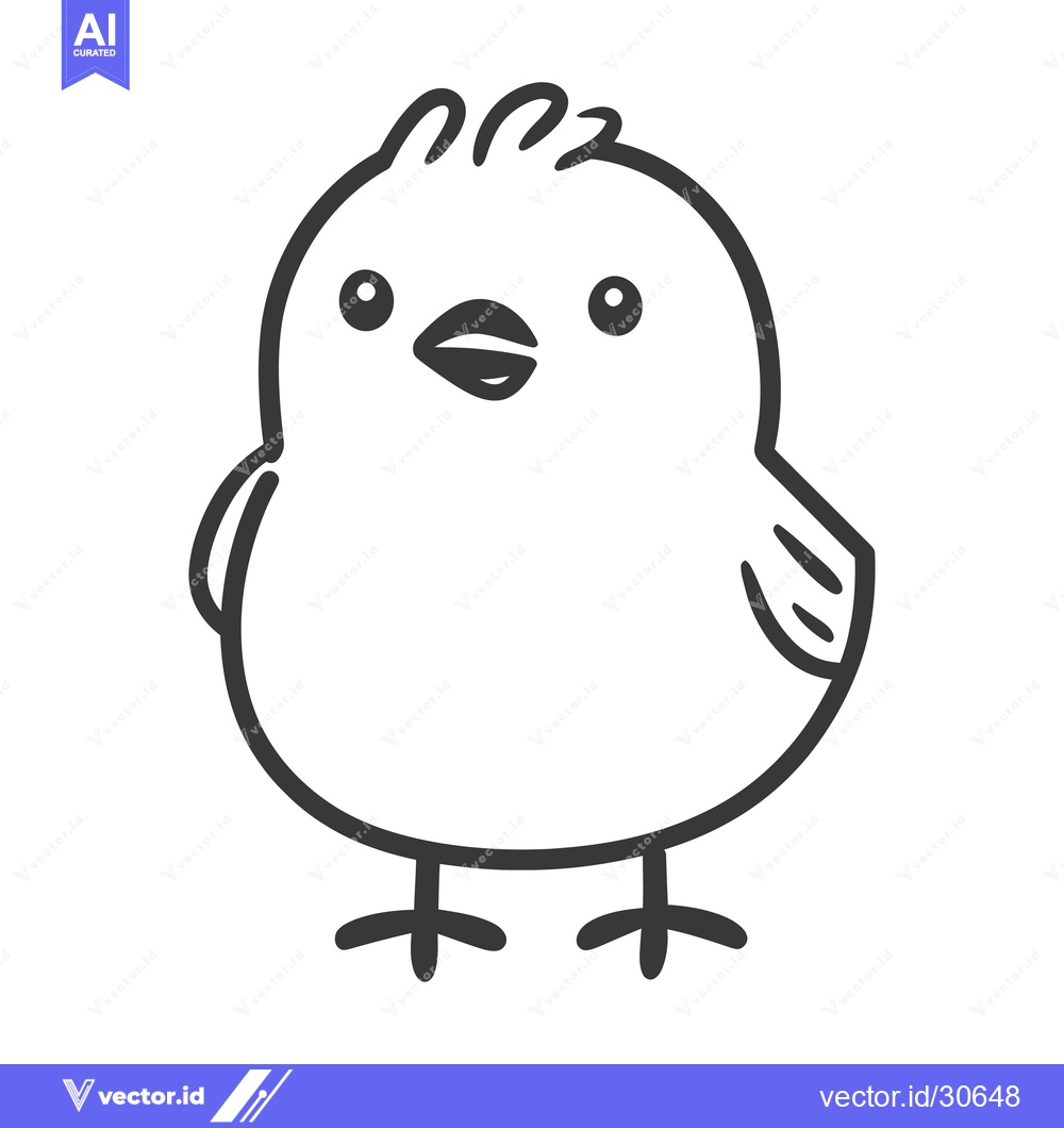 Premium Vector dari A simple black and white drawing of a small bird