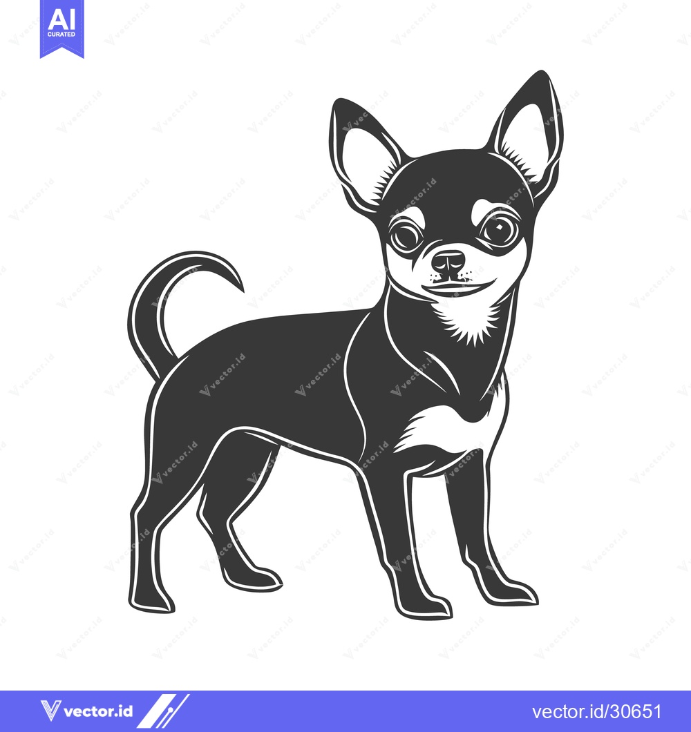 Premium Vector of A stylized monochrome illustration of a small dog standing upright